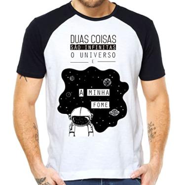 Imagem de Camiseta universo fome infinita food comida astronauta Cor:Preto com Branco;Tamanho:GG
