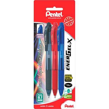 Imagem de Pentel Kit 3 Canetas Gel Energel X 0.7mm Preta, Vermelha e Azul SM/BL107-ABCN