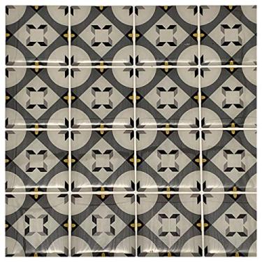 Imagem de Pastilha Adesiva Cinza Preta Resinada Caleidoscópio Kit 4 Placas