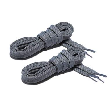 Imagem de Cadarços esportivos planos largos com cadarços largos [2 pares] [8 cores] [8 tamanhos] para tênis e sapatos, Dark Gray, 45" inches (114 cm)