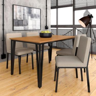 Imagem de Mesa Com 4 Cadeiras Industrial 1,36 Denver Pt/cn/bg - Móveis Arapongas