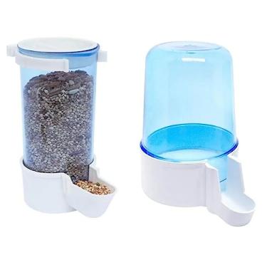 Imagem de Comedouro Automático de Sementes 220ml + Bebedouro 300ml Para Calopsitas Agapornis e Periquitos
