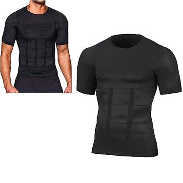 Imagem de Ion Slimming and Shaping Undershirt, Gynecomastia Compression Shirts for Men Short Sleeve, Shaper Slimming Compression Shirt (Black,XL)