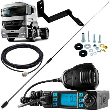 Imagem de Rádio Px 80 Canais Antena Argentina Black Cabo 5,5m Suporte Dianteiro Motorista Mb Axor Parafusos