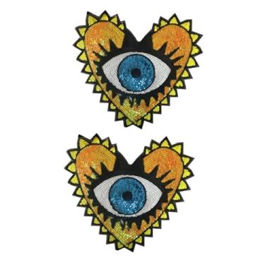 Imagem de 2 Peças Patch de olho brilhante Decoração de roupa com lantejoulas Patch de olho para bolsas remendos de roupas remendos de costura fragmento de olhos vendados decorar globo ocular