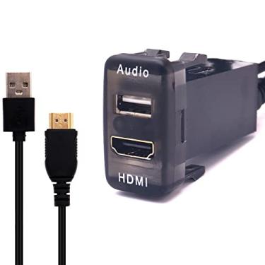 Imagem de Disscool Cabo HDMI USB para montagem de tomada de alimentação de áudio para carregador de carro Toyota Charge Adaptador USB (40 x 22 mm)