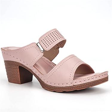 Imagem de Sandálias de dedo aberto feminino NICETOW chinelos finos sapatos casuais confortáveis ​​para uso interno e externo Rosa, bege, preto
