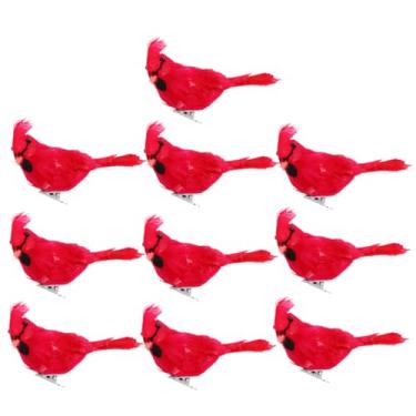 Imagem de ABOOFAN 10 Pcs Pássaro De Decoração De Natal Artificiais Para Decoração De Casamento Decorações Vermelhas Adereços De Natal Decoração Botânica Modelo Pássaros Clipe De Ferro Vermelho
