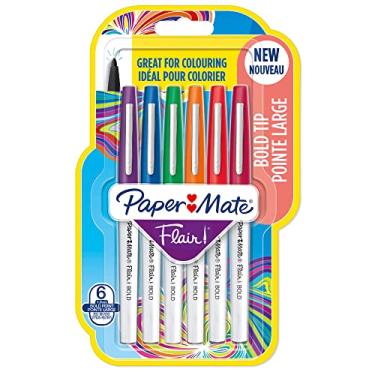 Imagem de Newell Brands Paper Mate Flair Felt Tip Pens | Bold Point (1.2mm) | Assorted Colours | 6 Count