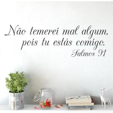 Imagem de Adesivo De Parede Decorativo Frase Salmo 91 em Letras Cursivas