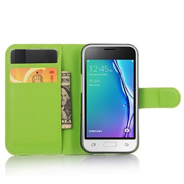 Imagem de Capa para Samsung Galaxy J1 mini (modelo 2016) – Capa carteira flip de couro PU de alta qualidade para Galaxy J1 mini (2016), capa de proteção de telefone estilo empresarial, capa com [compartimentos