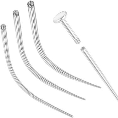 Imagem de PunkTracker 14 g/16 g/18 g Kit de piercing de titânio curvado ASTM F136 Ferramenta de pino de inserção cônico para rosca interna Tragus Helix Lip Nose Helix Piercing Joia Labret Studs Nose Stud