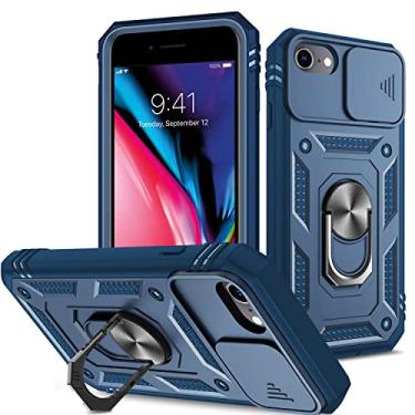 Imagem de Fetrim Capa para iPhone 8, capa de celular com suporte de anel de rotação para Apple iPhone 6/6S/7/8 - azul