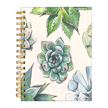 Imagem de iampanda Caderno espiral de jornal, encadernação de fio duplo forte com papel premium para mulheres meninas, design em aquarela 60 folhas A5 Caderno/Diário pautado na faculdade, perfeito para presentes escolares em casa, planta de cactos suculentos fofos
