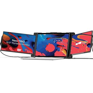 Imagem de Monitor portátil para laptop de 13,3 polegadas (versão 2023), monitor triplo FHD IPS com suporte embutido, extensor de tela de laptop tipo C/USB A (ímãs opcionais), Windows/Android/macOS/Switch