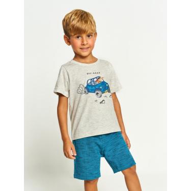 Imagem de Infantil - Conjunto Menino Camiseta + Bermuda Estampa Off Road Tam 1 a 12 anos Mescla Claro e Petróleo  menino