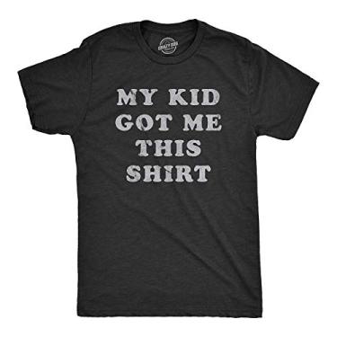 Imagem de Crazy Dog T-shirts Camiseta masculina My Kid Got Me This Shirt Funny Fathers Day Graphic Novelty Tee, Preto mesclado, XXG