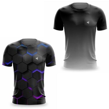 Imagem de Combo 2 Camiseta Masculina Dry UV Fitness Esporte Academia Futebol Pilates Musculação Caminhada-Masculino