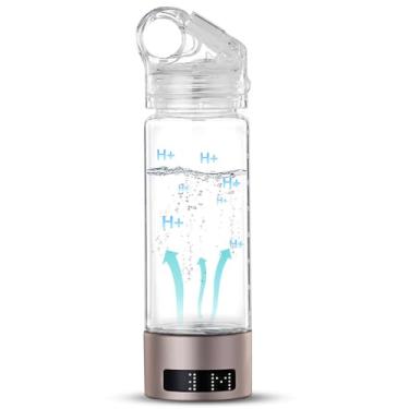 Imagem de SZITW Gerador de garrafa de água de hidrogênio de 400ml Tipo-C Tecnologia SPE recarregável Tela LED Máquina portátil ionizadora de água de hidrogênio para viagens em casa, exercícios de escritório e b