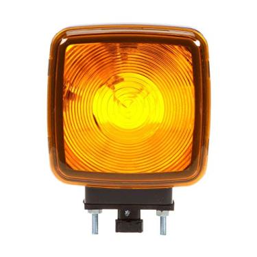 Imagem de Truck-Lite Luz incandescente 5800AA (Série Signal-Stat 5800 Yellow Square Dual Face, marcador lateral, 1 lâmpada, 3 fios, luz de pedestal, 2 pinos, preto, ponta despojada)