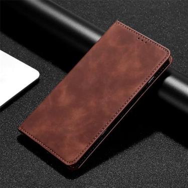 Imagem de Capa de couro luxuosa para Oneplus 3 3T 5t 6 6T 7 7T Pro Flip à prova de choque carteira capa de telefone para OnePlus 5 magnética, marrom, para Oneplus 7 Pro