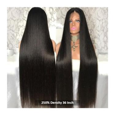 Imagem de Perucas 250 densidade 13x4 13x6 osso transparente em linha reta 30 40 polegadas frente do laço perucas de cabelo humano perucas frontais brasileiras para mulher Perucas de renda(13x6 Lace front Wig,38