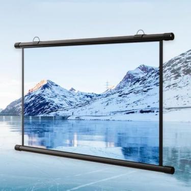 Imagem de Tela de cinema em casa de 50 "60" 72 "Tela de projeção HD manual Tela do projetor suspensa Tela montada na parede para ambientes internos e externos, 0,16875,60 polegadas