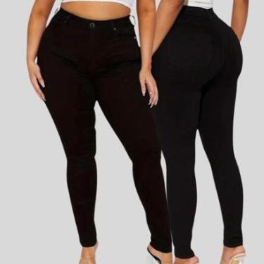 Imagem de KIT 2 Calças Jeans Preta Feminina Plus Size Skinny com Lycra-Feminino