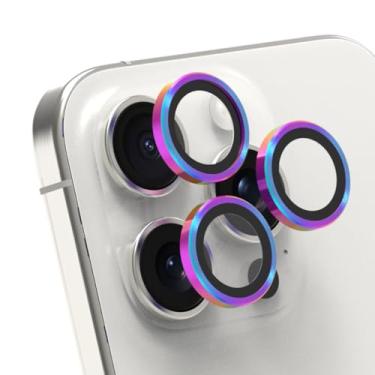 Imagem de PureGear Protetor de lente de câmera para Apple iPhone 15 Pro e 15 Pro Max, protege a lente da câmera contra quedas e arranhões, protetor de lente de anel individual de vidro temperado HD ultrafino -