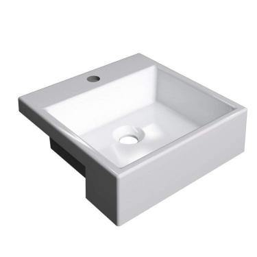 Imagem de Kit 2 Cubas de Semi Encaixe para Banheiro Xq355 Quadrada Compace Branco