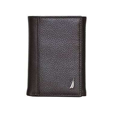 Imagem de Nautica Carteira masculina clássica de couro com três dobras RFID (disponível em grãos lisos ou seixos), J-Class - marrom, OSFA