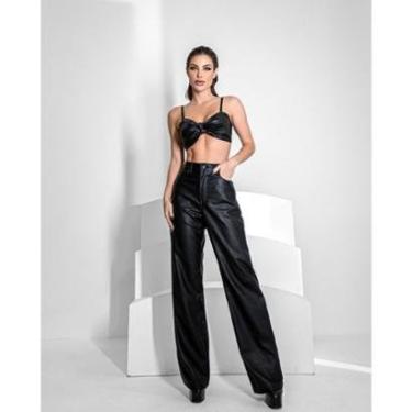 Imagem de CALÇA TECIDO SINTÉTICO WIDE LEG FEMININA CINTURA ALTA 22738 36 PRETO UNICA-Feminino