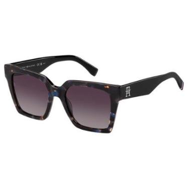 Imagem de Óculos de Sol Tommy Hilfiger TH 2100/S JBW - Azul Havana 53-Feminino