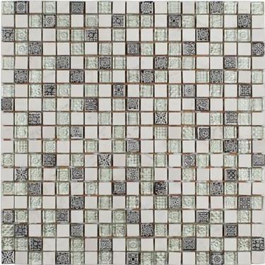 Imagem de PASTILHA DE VIDRO COM PEDRA TINTURA GS551 - GLASS STONE BRANCO 31x31cm