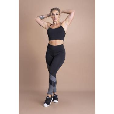 Imagem de Conjunto Fitness Feminino Esportivo Calça Legging Cintura Alta Detalhe