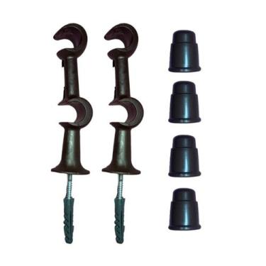 Imagem de Kit 2 Suporte Varão Duplo Cortina Ponteira 19-19Mm Imbuia - Moreti