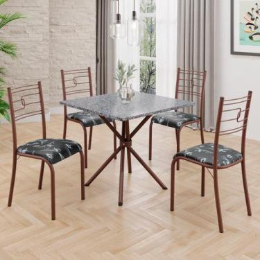 Imagem de Conjunto Sala de Jantar Mesa Quadrada 75x75cm Tampo Granito Ocre 4 Cad