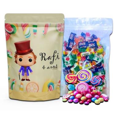 Imagem de Kit Festa Com 5 Saquinhos Em Pé 12x19cm Vários Temas - Mundo da Bina, 