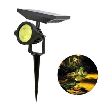 Imagem de Luminária Spot Solar de Longo Alcance Espeto Jardim Externo Refletor Luz Branco Quente Amarelo