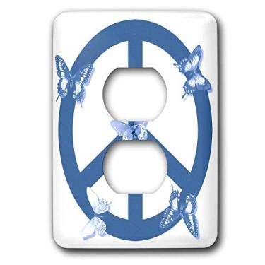 Imagem de 3dRose lsp_40231_6 Deep Aqua Blue Butterflies Peace Sign-Inspirational Art 2 Plug Cover Outlet Cover