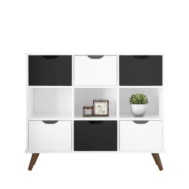 Imagem de Nicho Organizador Lila Retrô c/ 6 Gavetas Branco/Branco/Preto - Mercad