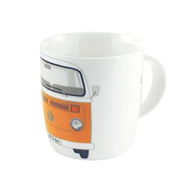 Imagem de BRISA VW Collection – Caneca grande de cerâmica para café e chá e cappuccino Volkswagen em design de ônibus T2 (370 ml/12 fl oz/frente de ônibus/laranja)
