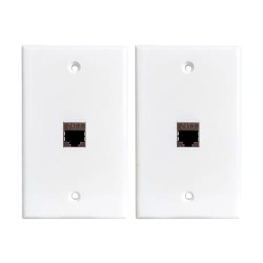 Imagem de Placa de parede Ethernet CAT7 de 1 porta fêmea para fêmea, placa de cobertura de tomada Keystone CAT 7 blindada para cabos de rede CAT8/CAT7/CAT6 (pacote com 2)