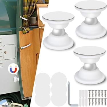 Imagem de FWUNYVN Pacote com 3 travas magnéticas, porta-bagagens para trailer, trava de porta para manter a porta aberta, batente magnético para trailer, trailer, motorhome, compartimentos de barco (branco)