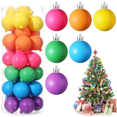 Imagem de Simgoing Enfeites de bola de Natal, decoração de árvore de Natal, decoração de árvore de Natal, bolas coloridas à prova de estilhaçamento, bolas de plástico para pendurar para festa de Natal (36