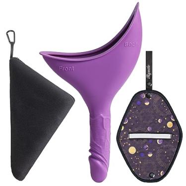 Imagem de Rquite Conjunto de pano para urinol feminino, mictório portátil para mulheres, funil e pano reutilizáveis, dispositivo de micção feminina de silicone com bolsa de armazenamento discreta, copo de xixi
