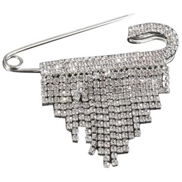 Imagem de VILLCASE Broches de borla de strass, broche de borla prata com franja de strass, broche de lapela de vidro para mulheres, acessórios de vestido para terno, jaqueta, bolsa, casamento, aniversário