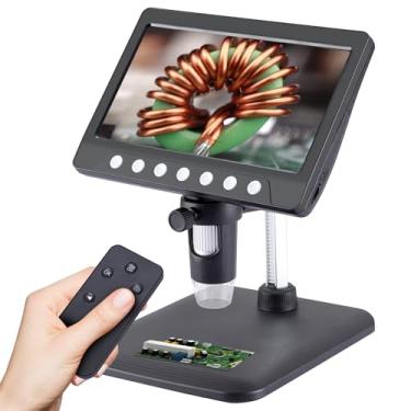 Imagem de Microscópio digital 1080P de 17 polegadas, ampliação de 1200x, 8 luzes LED, cartão TF de 32 GB incluído, bateria recarregável, câmera de microscópio USB portátil para reparo de PCB, soldagem, moeda