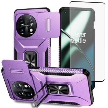 Imagem de Vavies Capa para OnePlus 11, capa One Plus 11 5G PHB110 com protetor de tela de vidro temperado e capa de câmera deslizante, anel magnético suporte para carro capa à prova de choque para OnePlus 11 5G