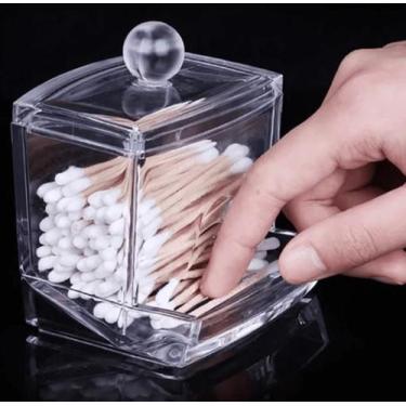 Imagem de Porta Cotonete Organizador em Acrílico com Tampa para Banheiro - Plena